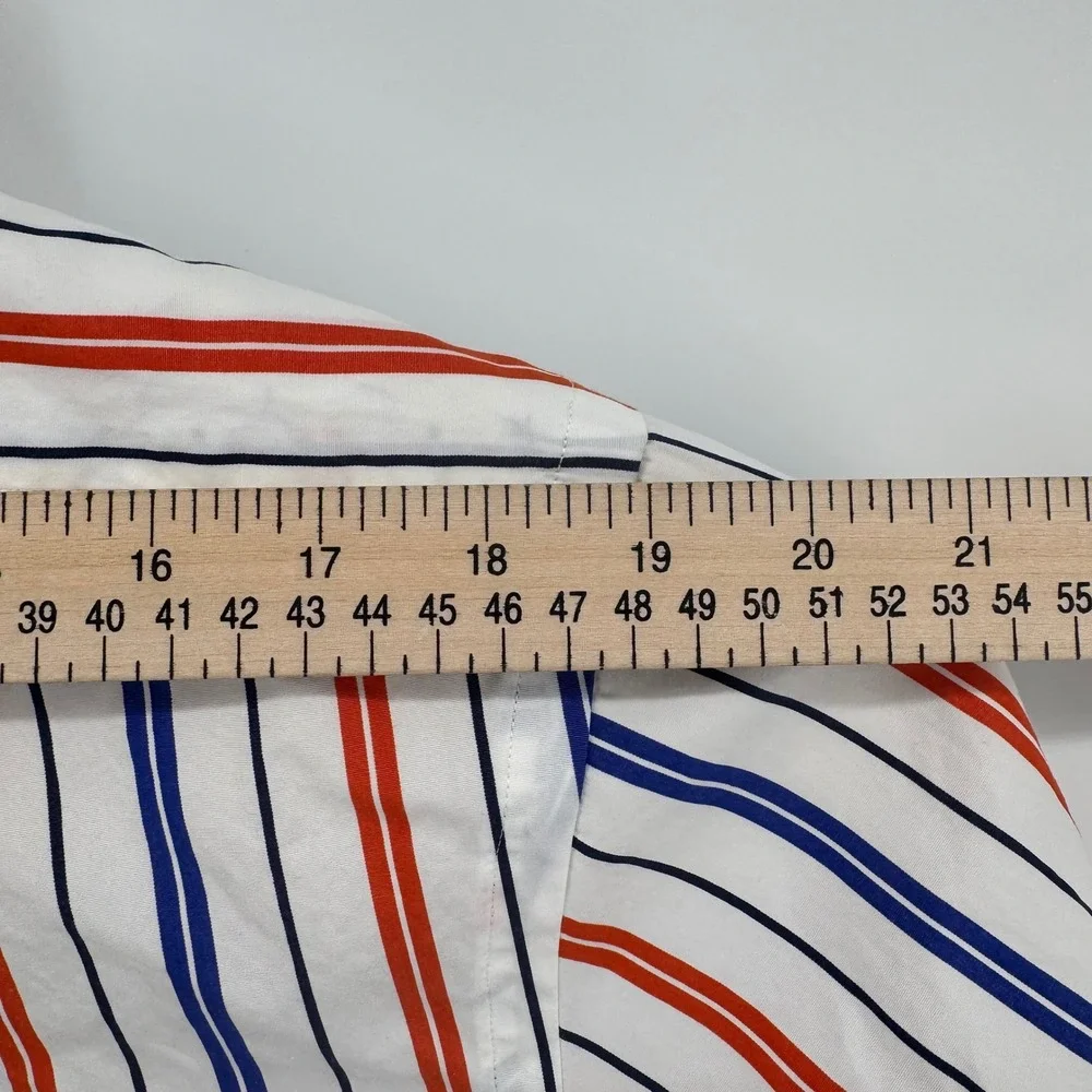Ralph Lauren Mens Custom Fit Striped Button Down Shirt White Red Blue Large